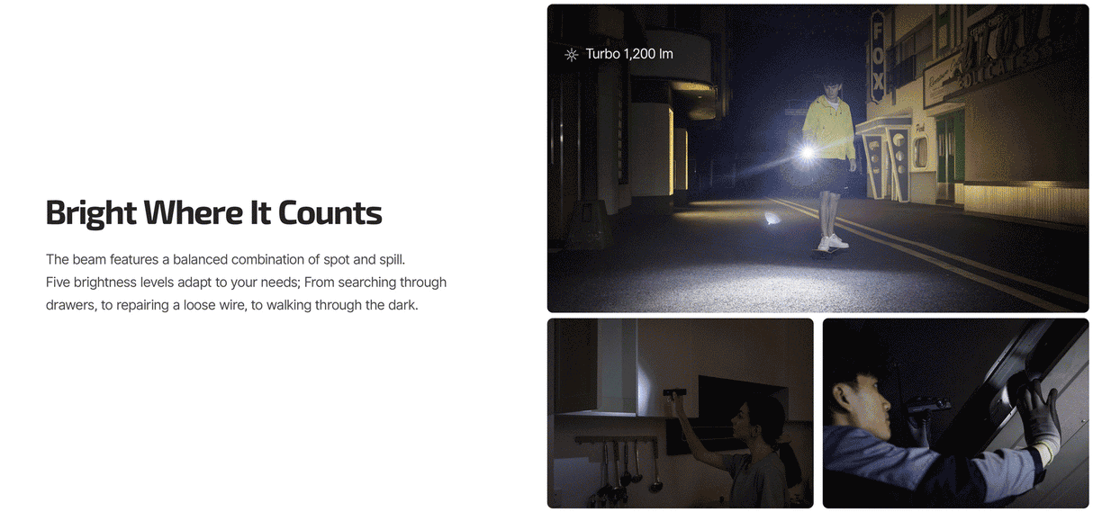 Olight ArkPro Lite 1200 Lumen Rechargeable EDC Flashlight with UV Light