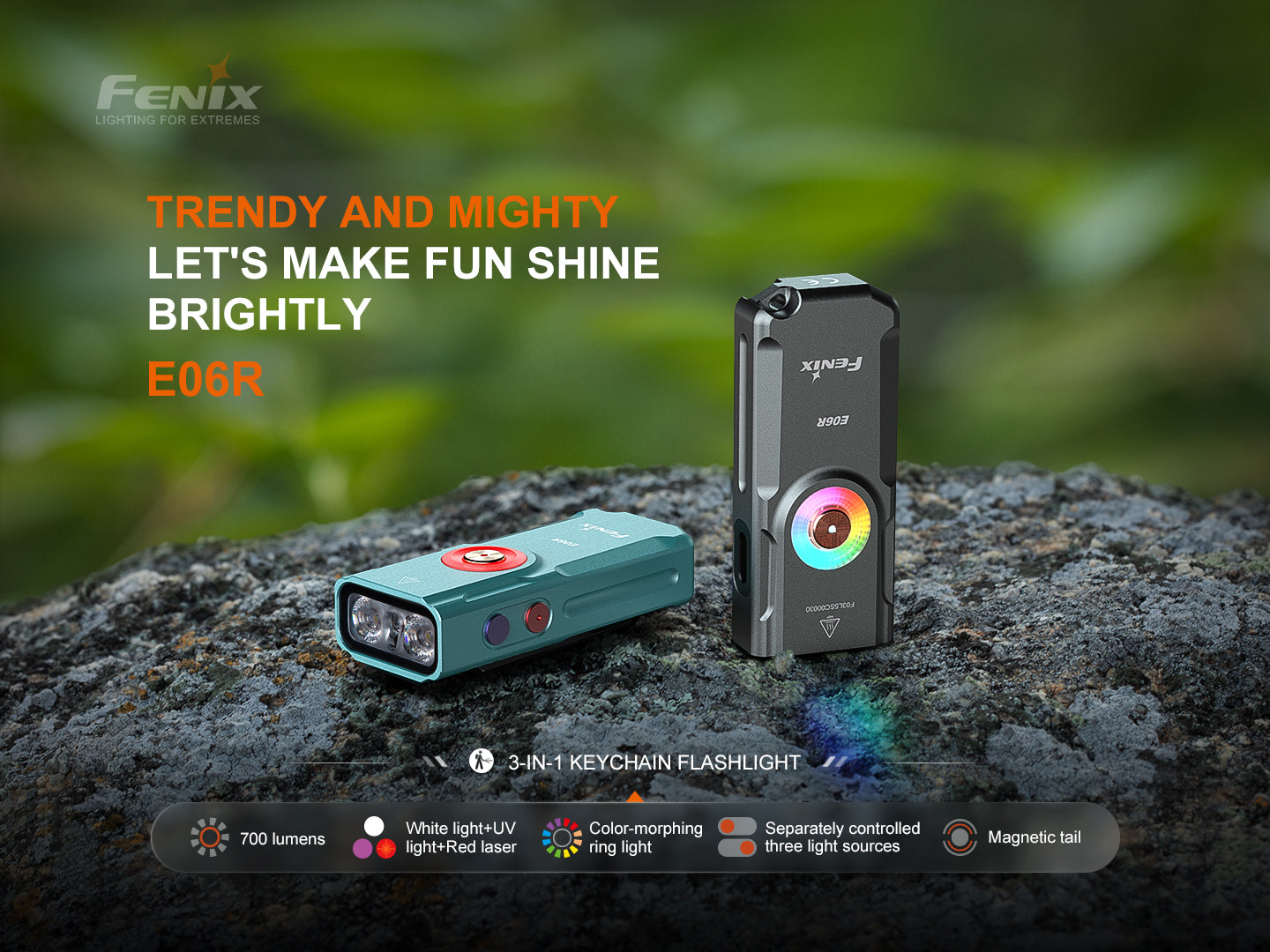 Fenix E06R 700 Lumen USB-C Rechargeable EDC Flashlight with UV