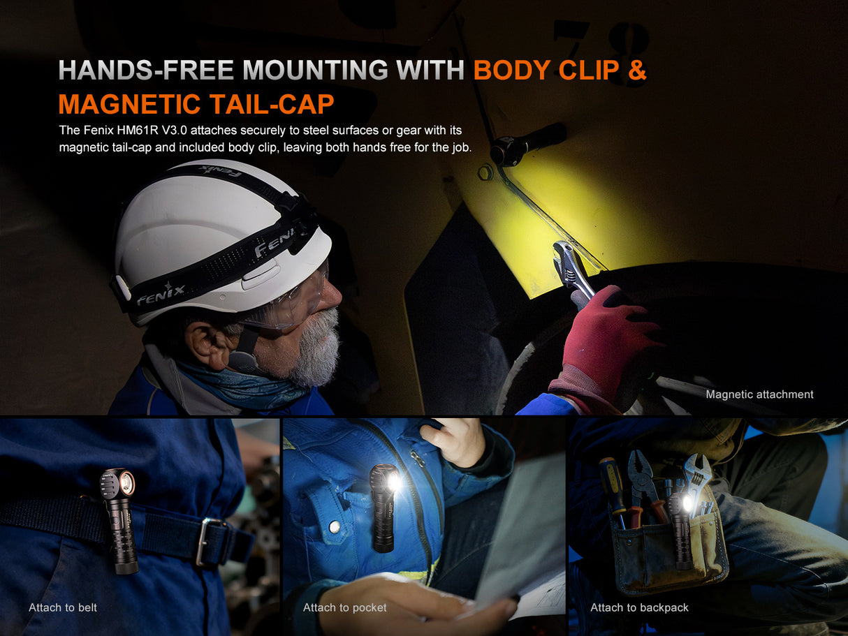 Fenix HM61R V3.0 1800 lumen Rechargeable Work Headlamp