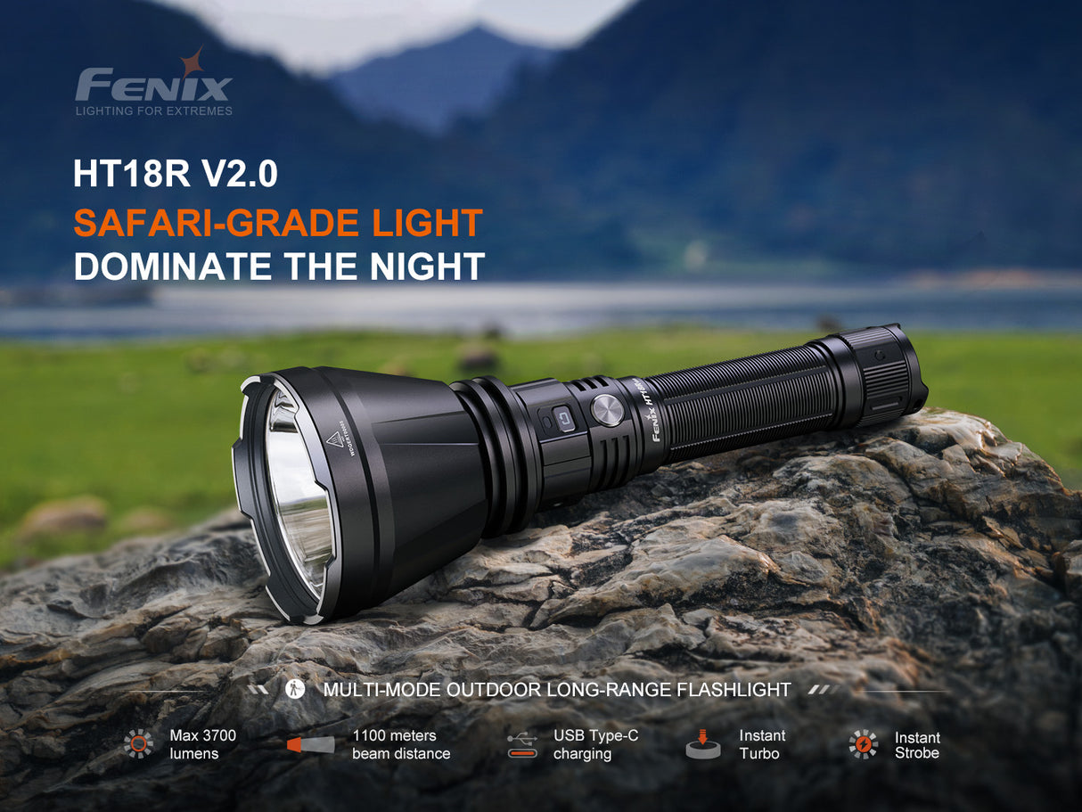 Fenix HT18R V2.0 3700 Lumen Long Range Rechargeable Tactical Flashlight