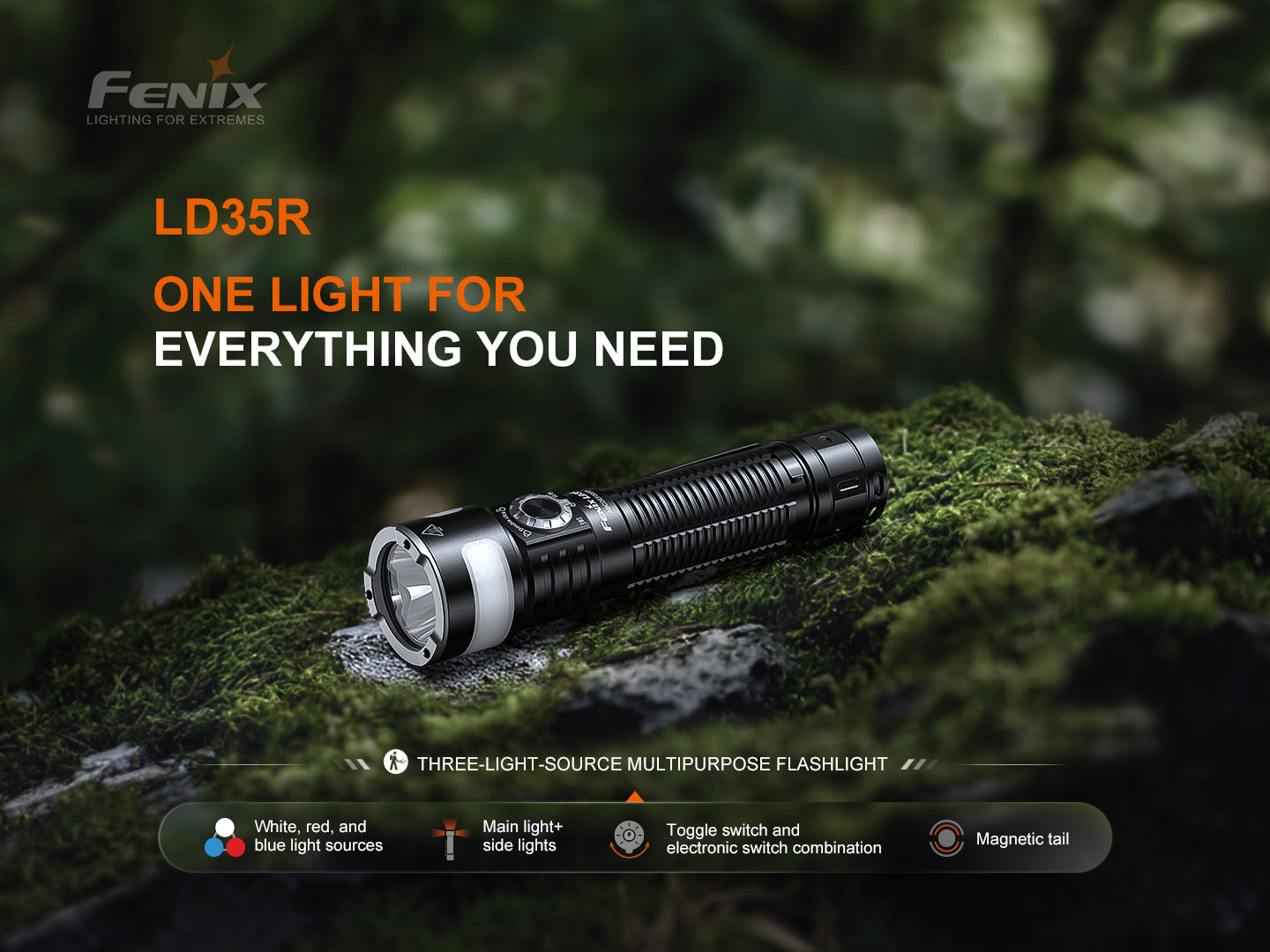 Fenix LD35R 1800 Lumens Multi-Color Rechargeable Flashlight