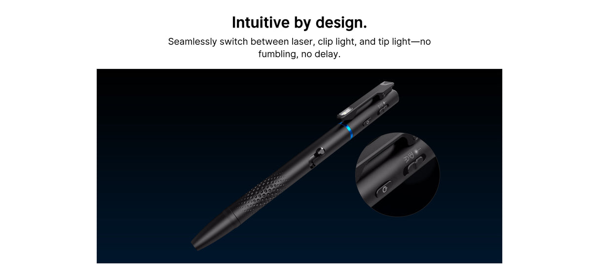 Olight O’Pen 3 EDC Pen with Tip and Clip Lights and Green Laser Pointer