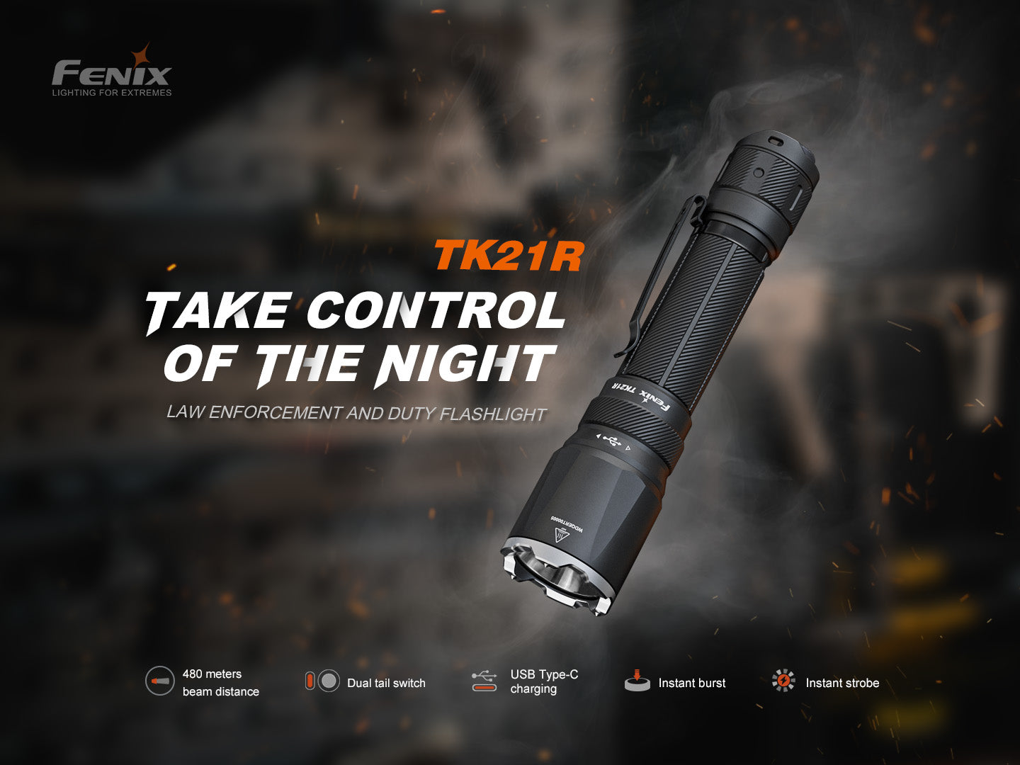 Fenix TK21R Tactical Flashlight, 3600 Lumens USB-C Rechargeable