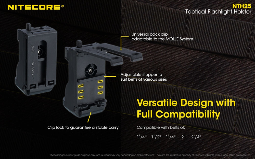 NITECORE NTH25 Rotary Flashlight Holster with Adjustable Belt Clip