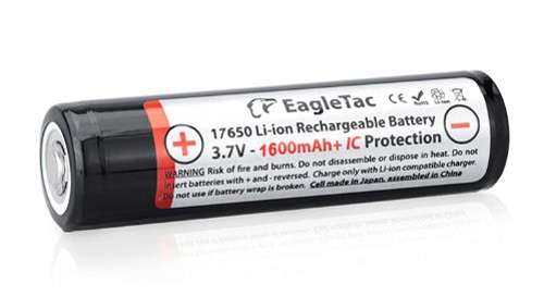 Eagletac 1600mAh 17650 Rechargeable Battery and UI1 Charger Kit - Replacing 2xCR123A