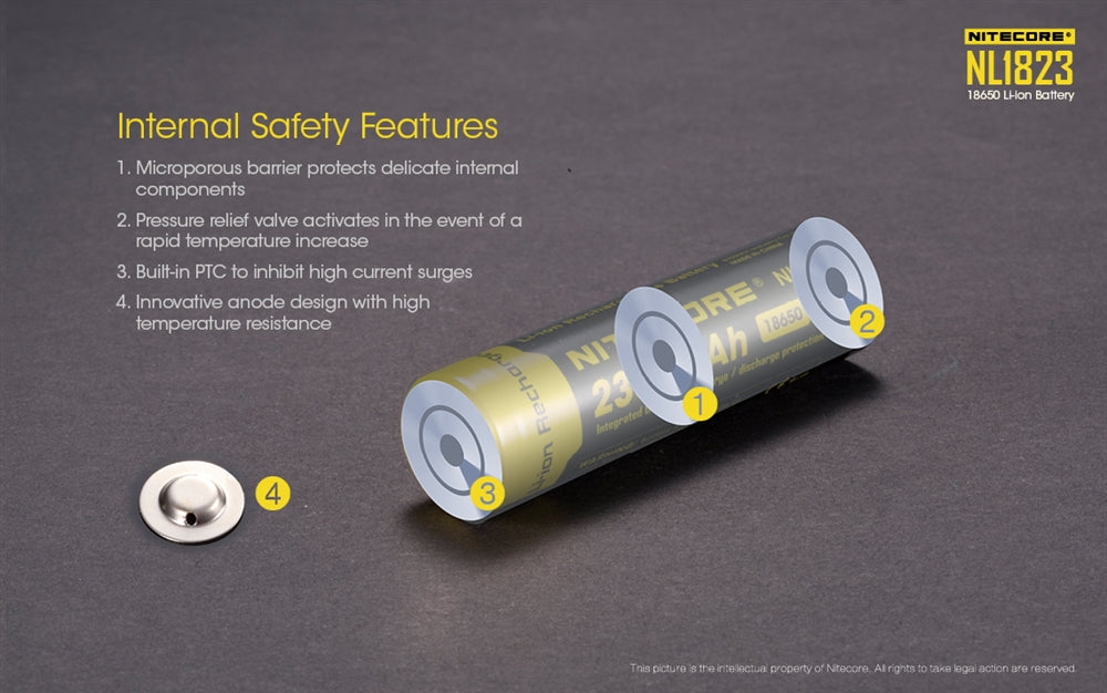 NITECORE NL1823 2300mAh High Capacity 18650 Rechargeable Battery