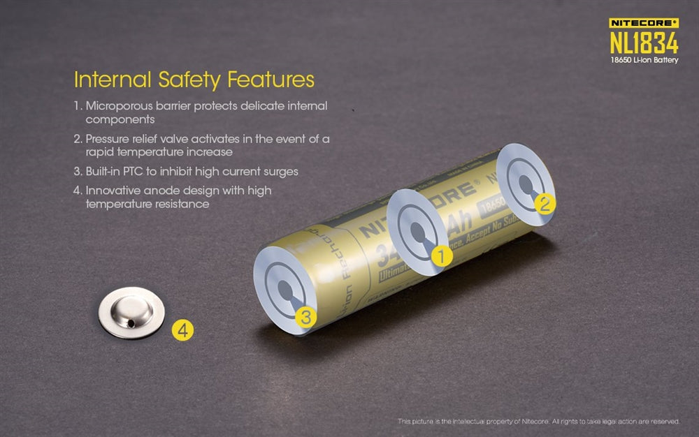 NITECORE NL1834 3400mAh High Capacity 18650 Rechargeable Battery