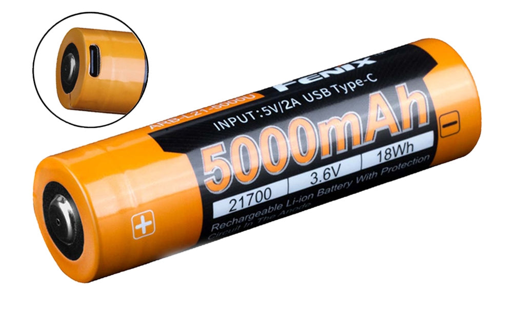 Best second-brand 21700: Fenix ARB-L21-5000U (5,000mAh, USB-C)
