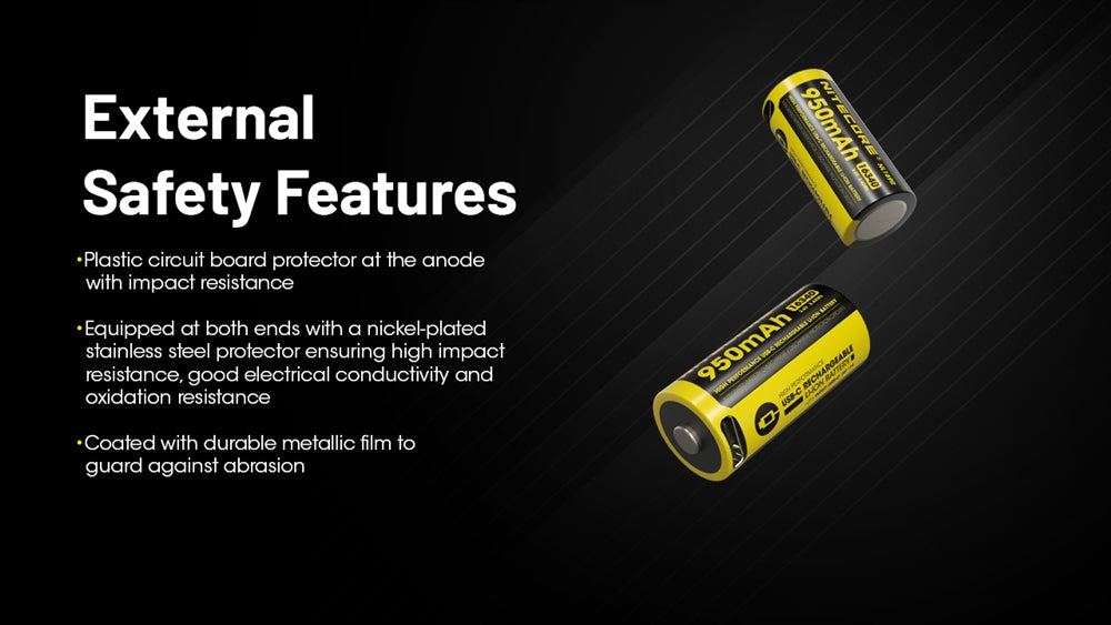 Nitecore NL169R 950mAh USB-C Rechargeable 16340 Battery