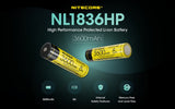 NITECORE NL1836HP 3600mAh Rechargeable 18650 Battery