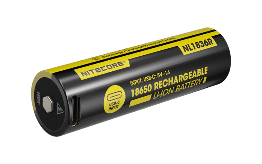 Best 18650 cell: Nitecore NL1836R (3,600mAh, USB-C)