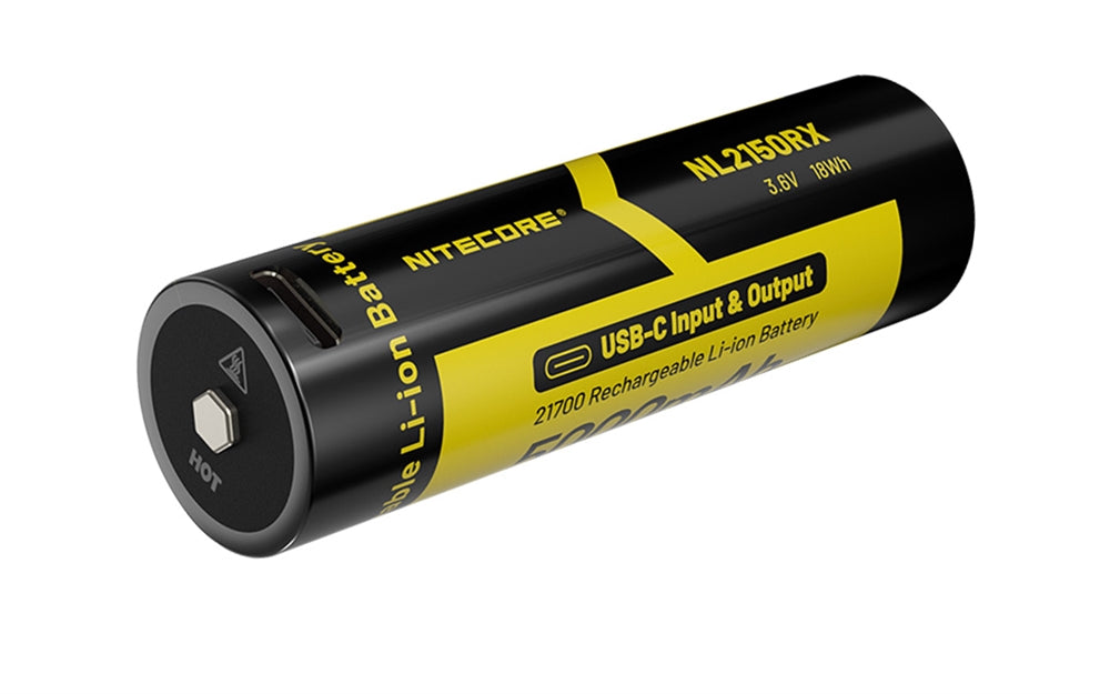 Best 21700 cell: Nitecore NL2150RX (5,000mAh, USB-C)