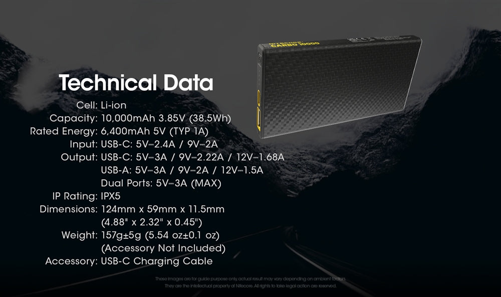 Nitecore Carbo 10000 Lightweight QC 10000mAh Power Bank