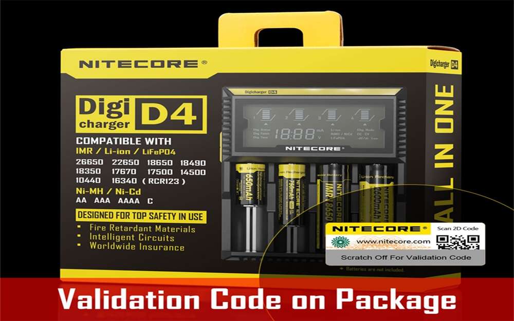 Nitecore D4 Digicharger Universal Charger 18650 RCR123A 17650 17670 14500 AA AAA