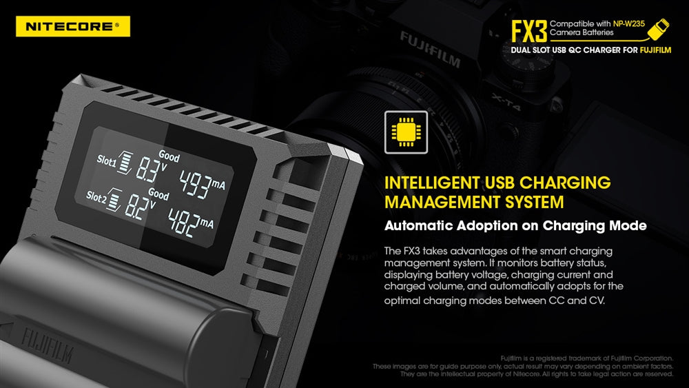 Nitecore FX3 2-Slot USB-C Battery Charger for Fujifilm X-T4