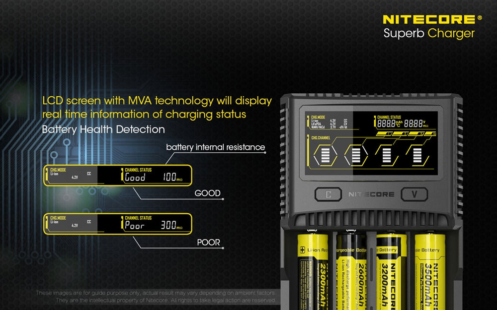 Nitecore SC4 Superb Charger 4-Slot Universal Charger for  18650 17650 17670 RCR123A 16340 14500 Batteries