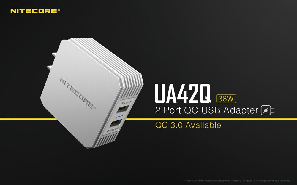 NITECORE UA42Q 2-Port Quick Charge USB 2.0 & 3.0 Adapter