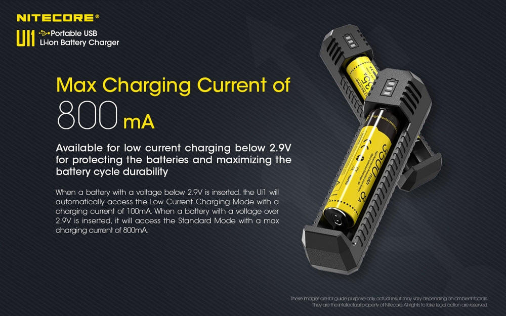 NITECORE UI1 1 slot USB Battery Charger for 21700, 18650 etc