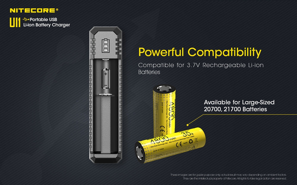 NITECORE UI1 1 slot USB Battery Charger for 21700, 18650 etc