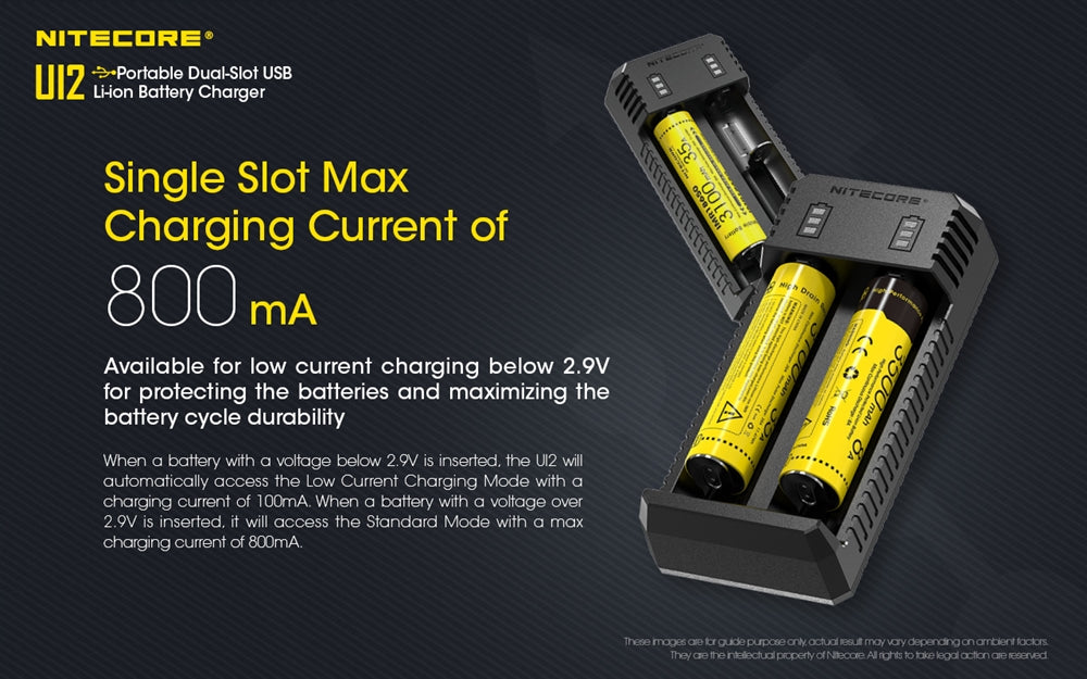 NITECORE UI2 2 slot USB Battery Charger for 21700, 18650 etc