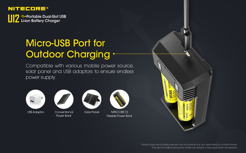 NITECORE UI2 2 slot USB Battery Charger for 21700, 18650 etc