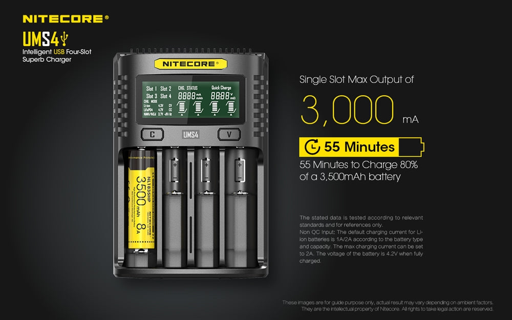 NITECORE UMS4 Intelligent USB Four Slot Superb Battery Charger