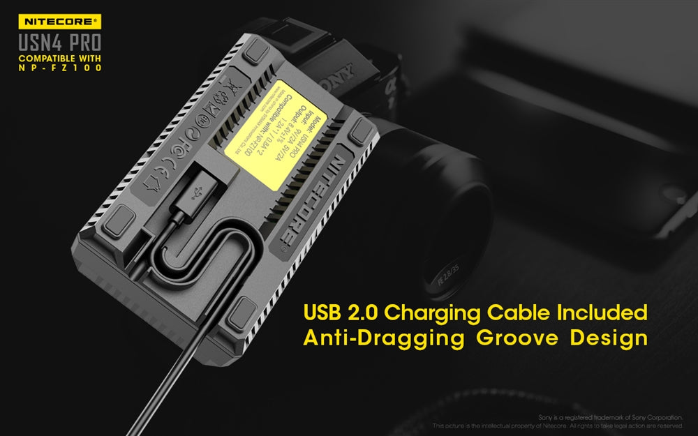 NITECORE USN4 Pro Digital QuickCharge 2.0 USB Battery Charger for Sony NP-FZ100 Batteries