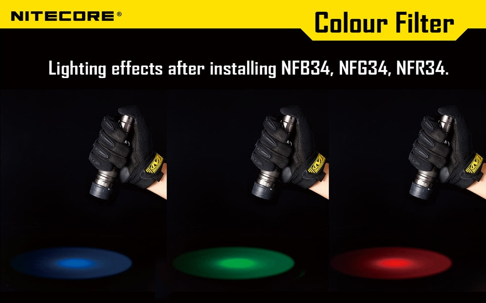 Nitecore 34mm Red Green Filter or White Diffuser for EC45S, SRT6, MT25, MT26