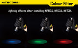 Nitecore 34mm Red Green Filter or White Diffuser for EC45S, SRT6, MT25, MT26
