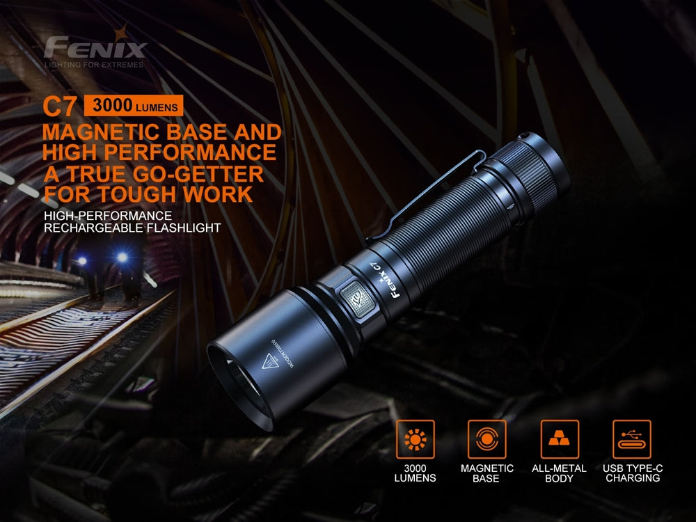 Fenix C7 3000 Lumen USB-C Rechargeable EDC Flashlight