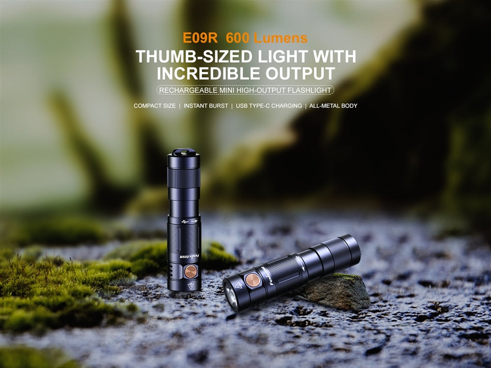 Fenix E09R 600 Lumen USB-C Rechargeable Keychain Flashlight