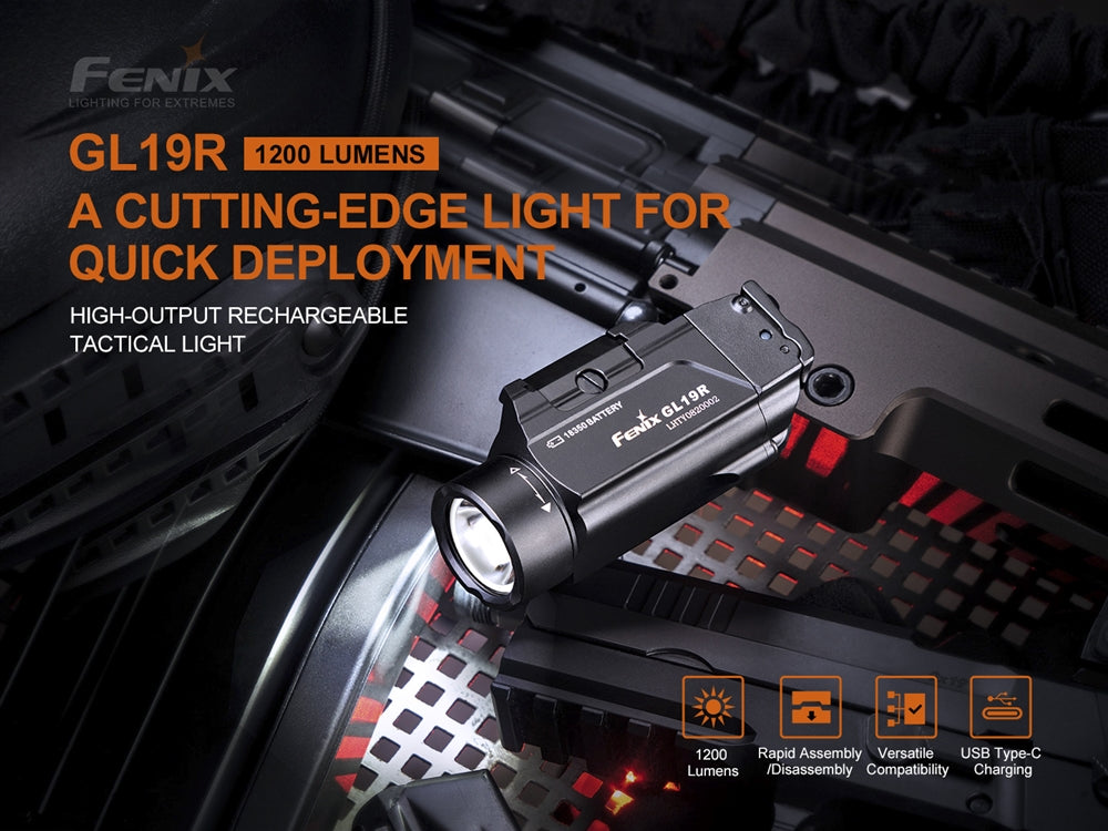 Fenix GL19R 1200 Lumen Rechargeable Rail Mount Flashlight