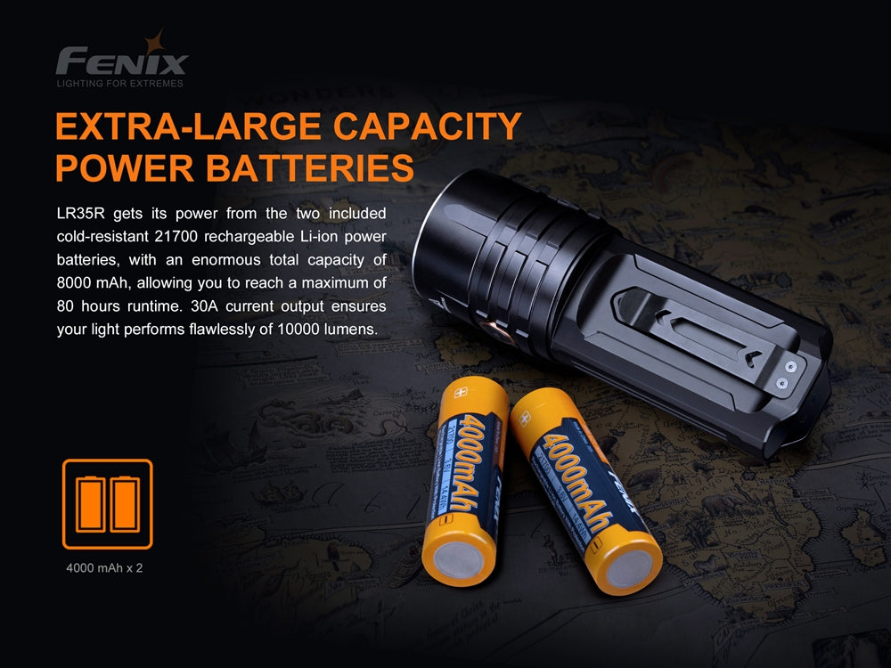 Fenix LR35R 10000 Lumen Long Throw Rechargeable LED Flashlight