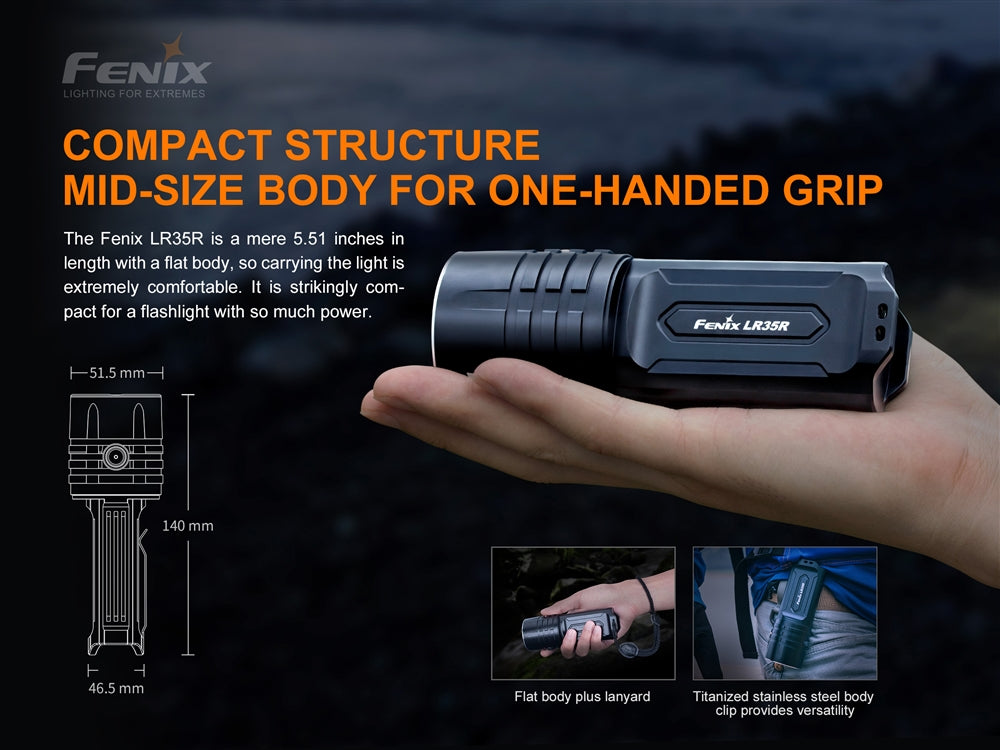 Fenix LR35R 10000 Lumen Long Throw Rechargeable LED Flashlight