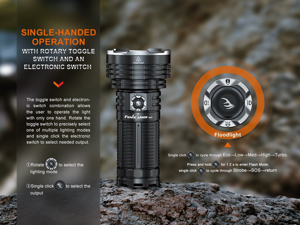 fenix 90 degree flashlight Fenix LR40R V2.0 Rechargeable Flashlight