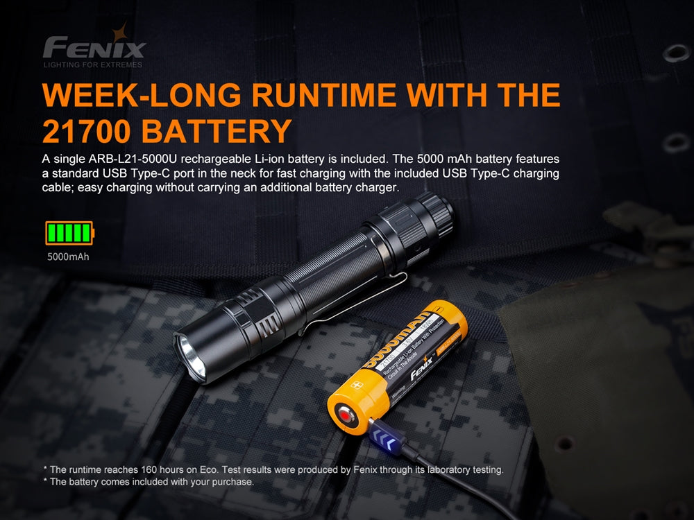 Fenix PD36 TAC 3000 Lumen Tactical Flashlight with USB-C Rechargeable Battery