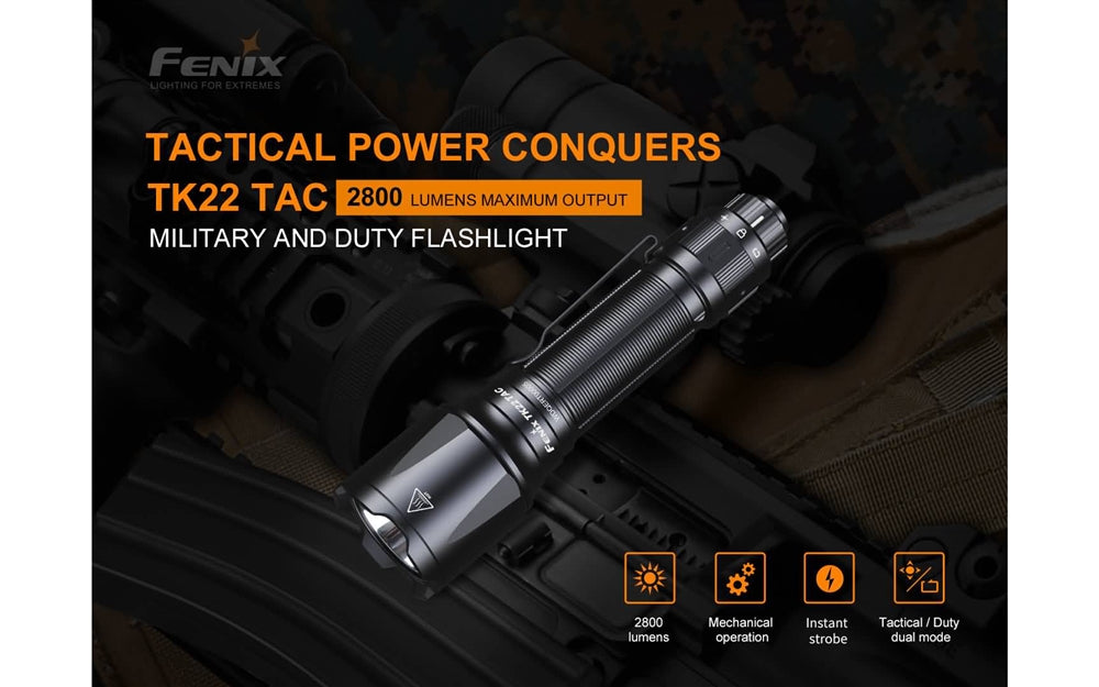 Fenix TK22 TAC 2800 Lumen Flashlight with USB-C Rechargeable Battery