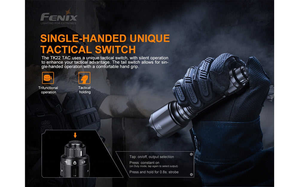 Fenix TK22 TAC 2800 Lumen Flashlight with USB-C Rechargeable Battery