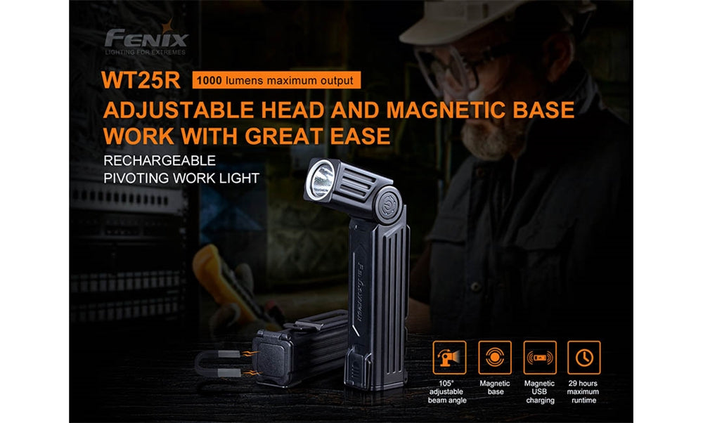 Fenix WT25R 1000 Lumen Rechargeable Pivoting Work Flashlight