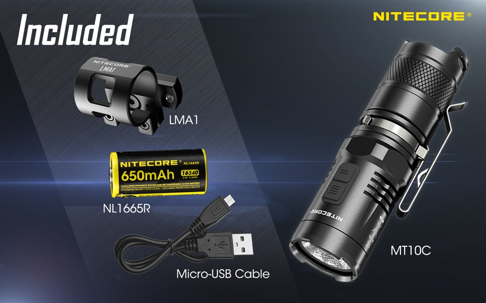 Nitecore MT10C 920 Lumen Rotary Helmet Mount Flashlight Kit