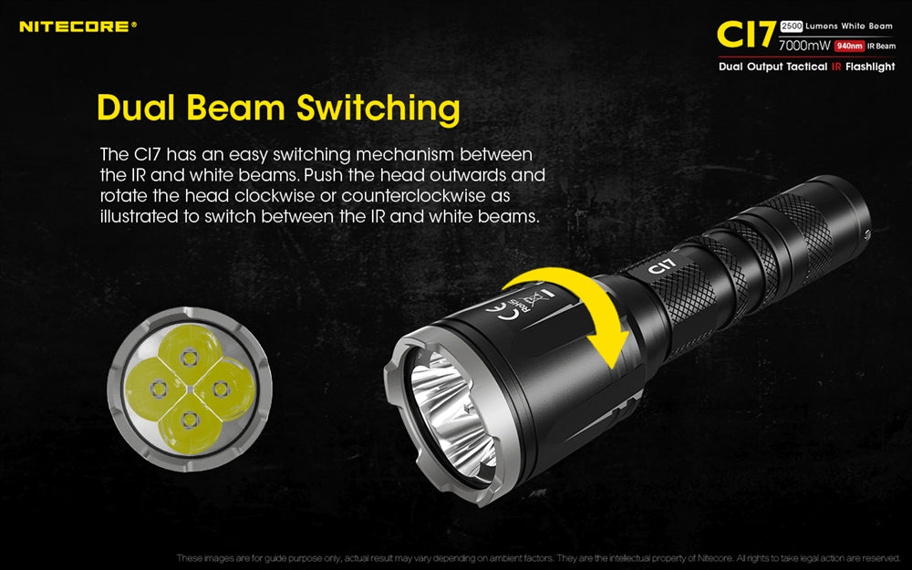 NITECORE CI7 2500 Lumen White and Infrared IR Tactical Flashlight