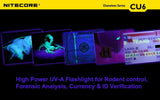 Nitecore CU6 High Power 3W 365nm Ultraviolet  UV UV-A Inspection LED Flashlight- 440 lumen