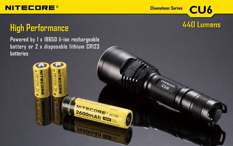 Nitecore CU6 High Power 3W 365nm Ultraviolet  UV UV-A Inspection LED Flashlight- 440 lumen