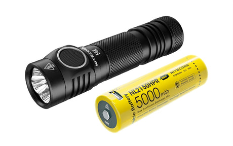 NITECORE E4K 4400 Lumen EDC Flashlight with 5000mAh Custom >15A USB-C Rechargeable Battery