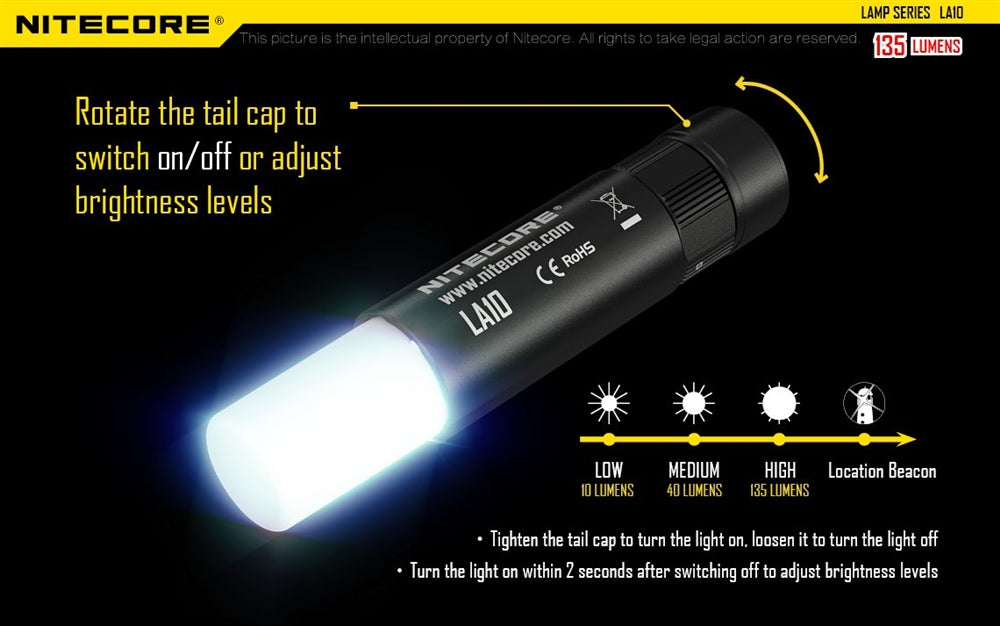 Nitecore LA10 135 Lumen Lightweight Compact Camping Lantern