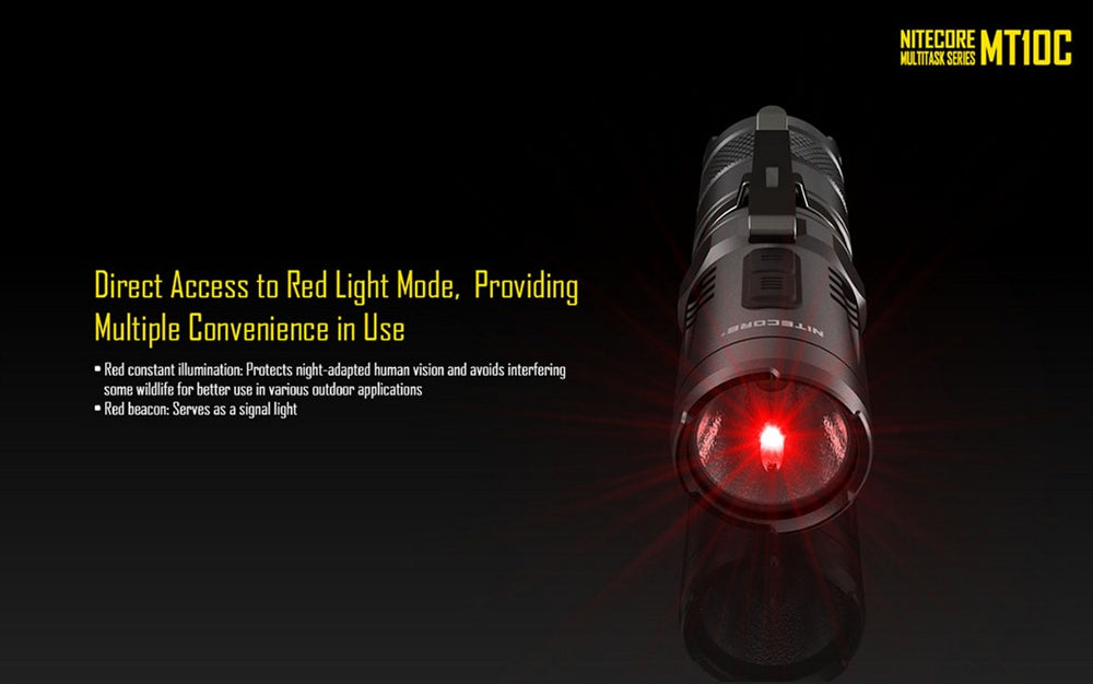 NITECORE MT10C 920 Lumen Multitask Tactical Flashlight with Red Light