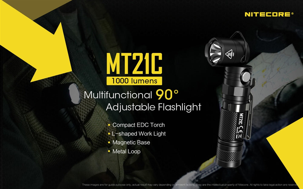 NITECORE MT21C 1000 Lumen Multitask 90 Degree Adjustable Flashlight