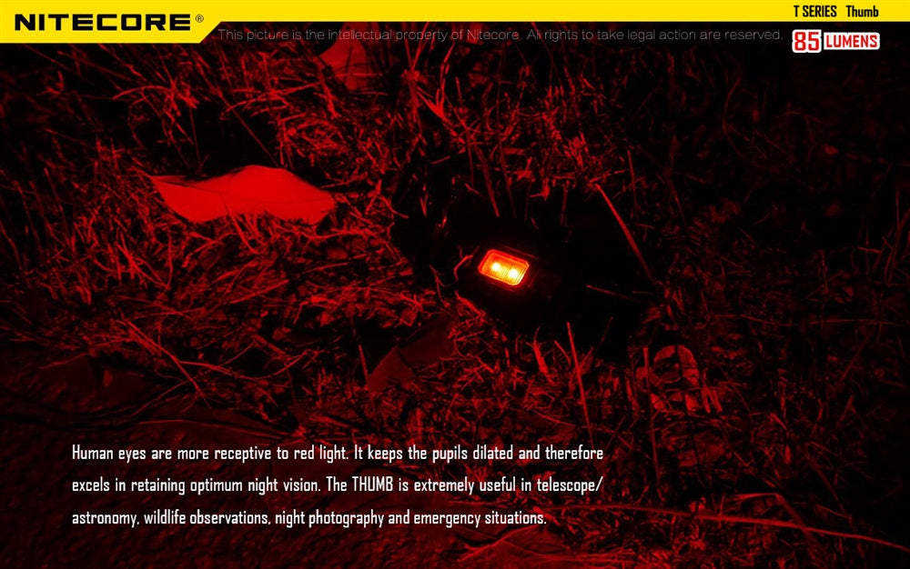 Nitecore Thumb 85 Lumen USB Rechargeable White/Red Tiltable LED Keychain Light