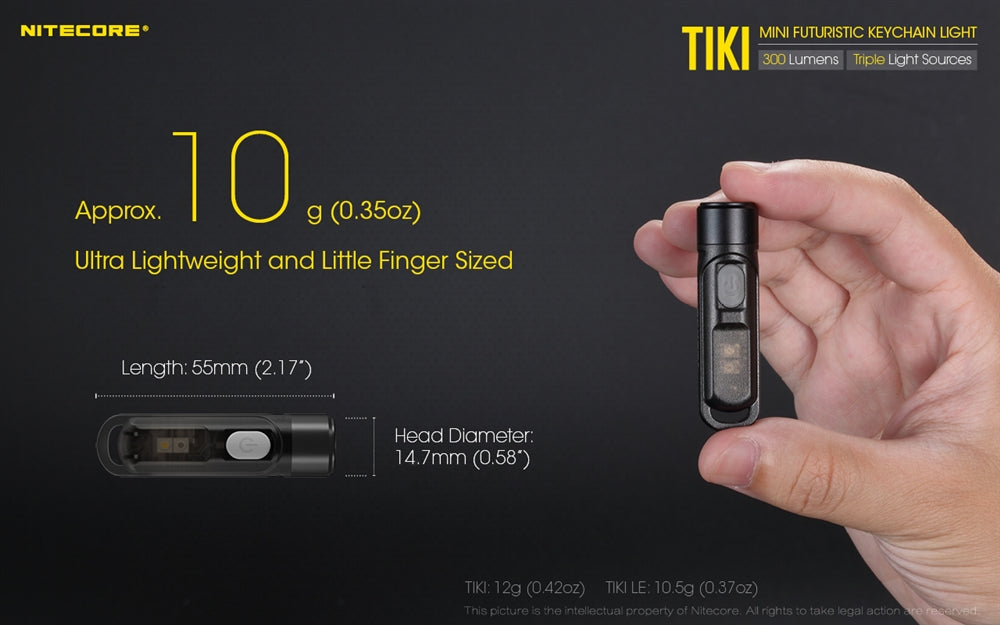 Nitecore TIKI 300 Lumen USB-C Rechargeable Keychain Flashlight