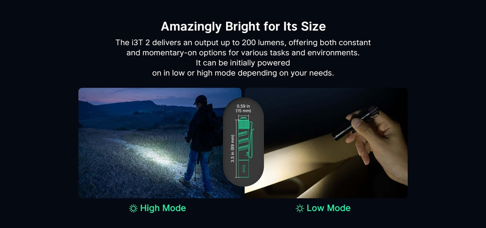 Olight i3T 2 200 Lumen EDC Flashlight, Use 1x AAA